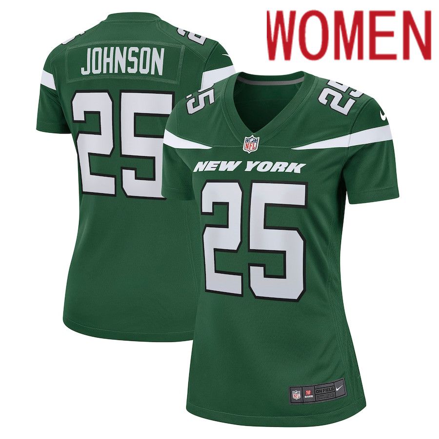 Women New York Jets #25 Ty Johnson Nike Gotham Green Game NFL Jersey->women nfl jersey->Women Jersey